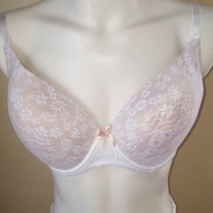 EUC Underwire Bra floral lace over tan cup sz 42D